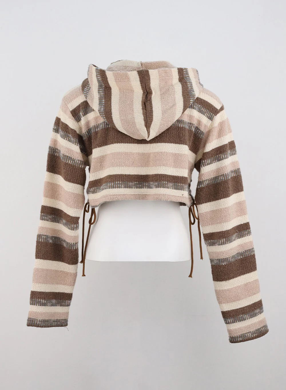 Striped Shirring Hooded Crop Sweater CD301 - Image 9
