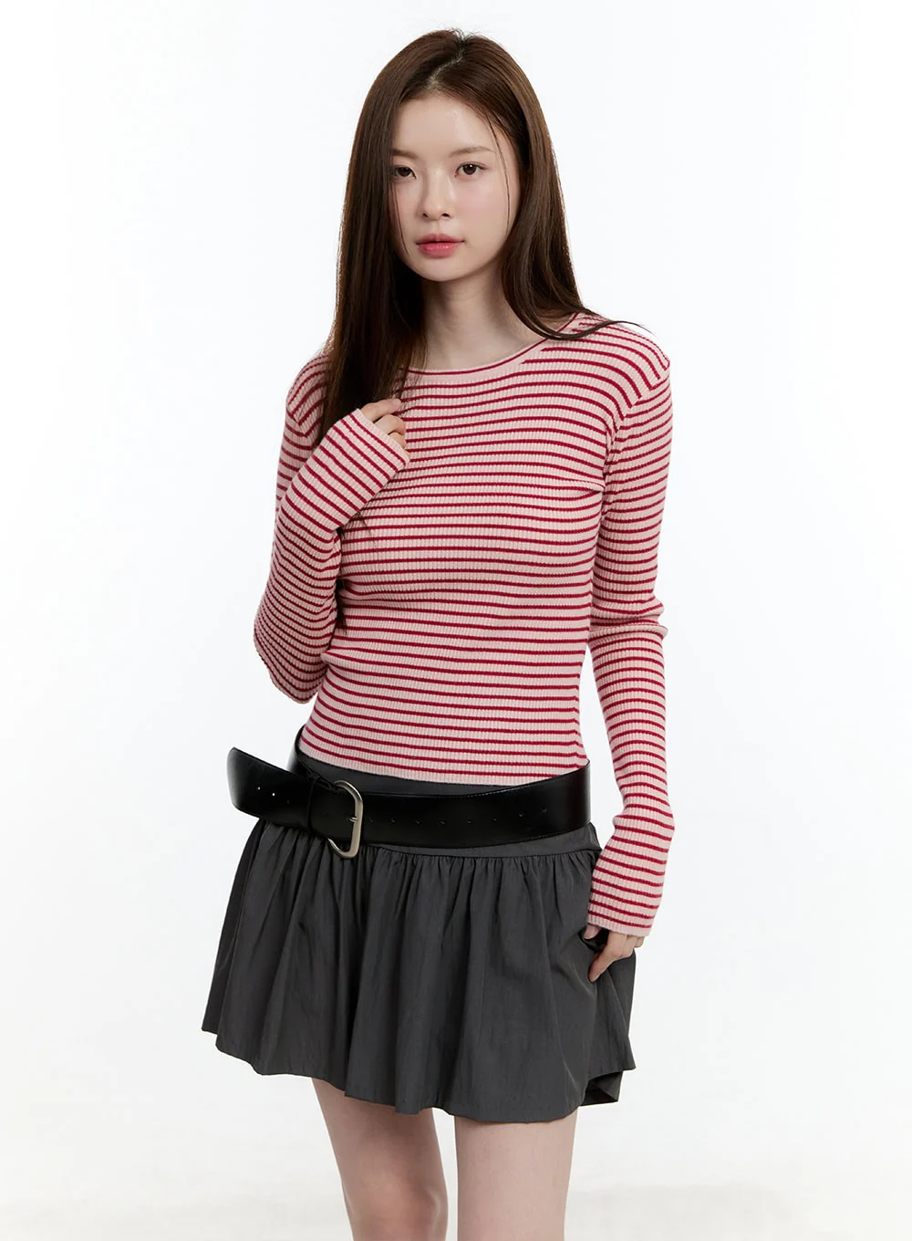 Striped Slim-Fit Long Sleeve Top CM521 - Image 10