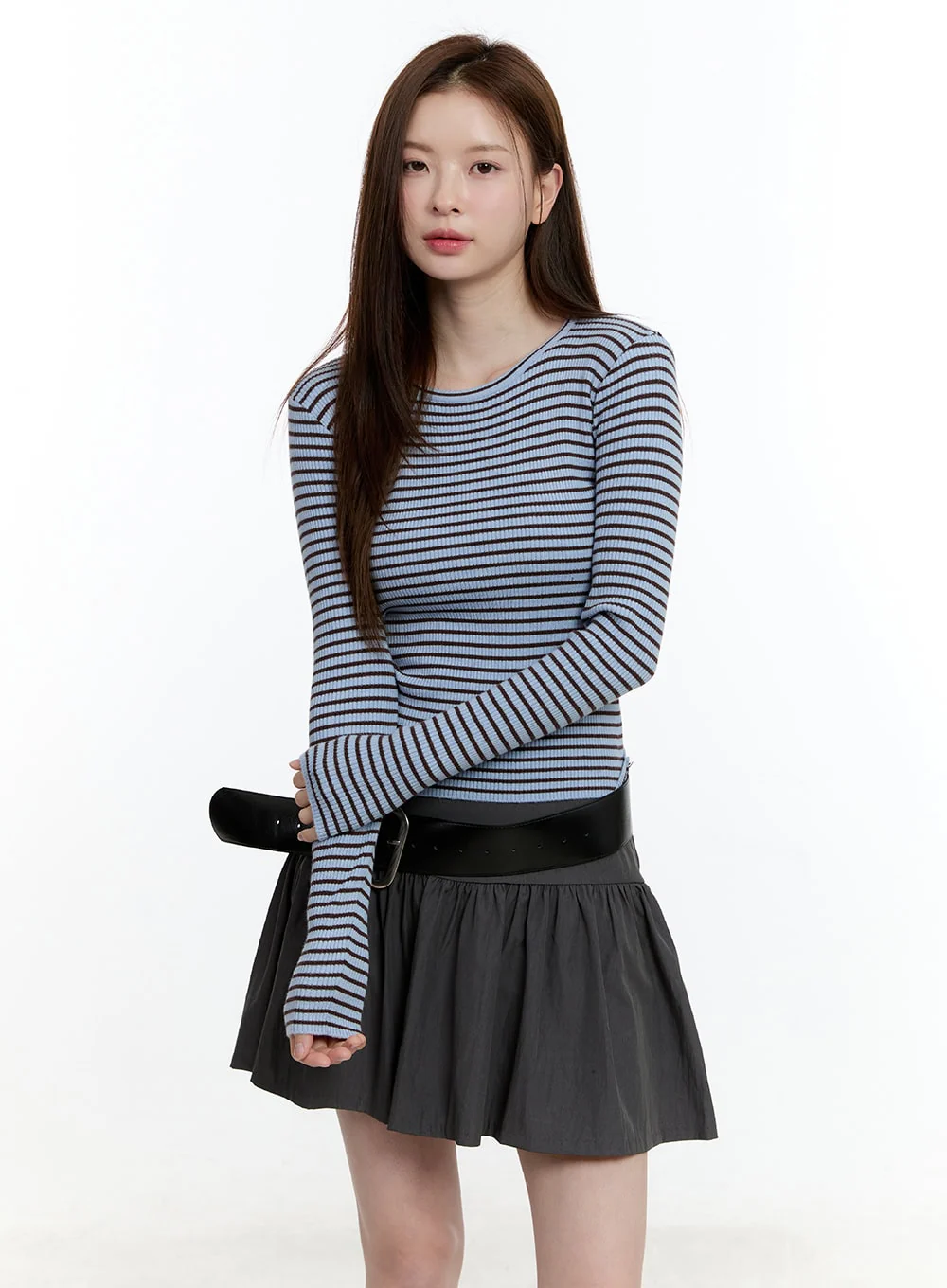 Striped Slim-Fit Long Sleeve Top CM521 - Image 11