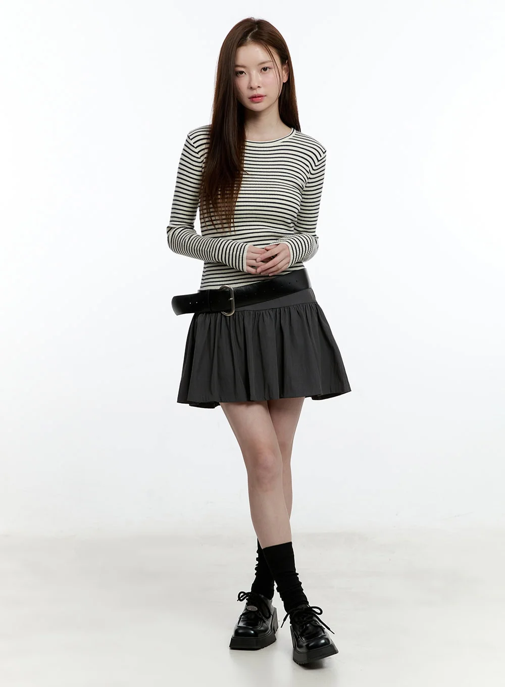 Striped Slim-Fit Long Sleeve Top CM521 - Image 2