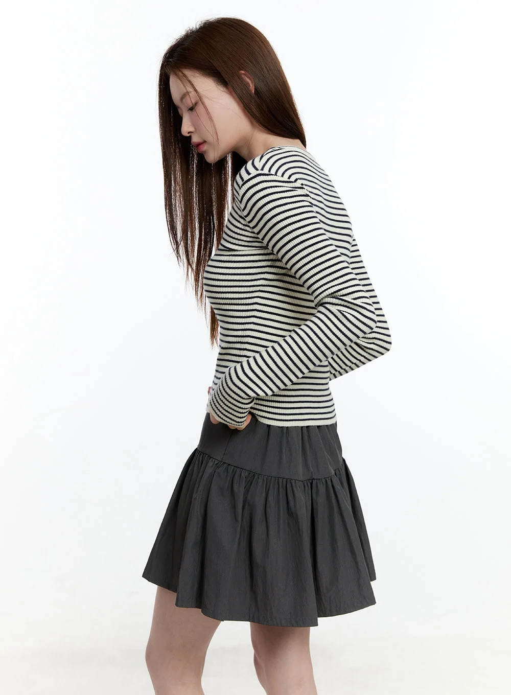 Striped Slim-Fit Long Sleeve Top CM521 - Image 3