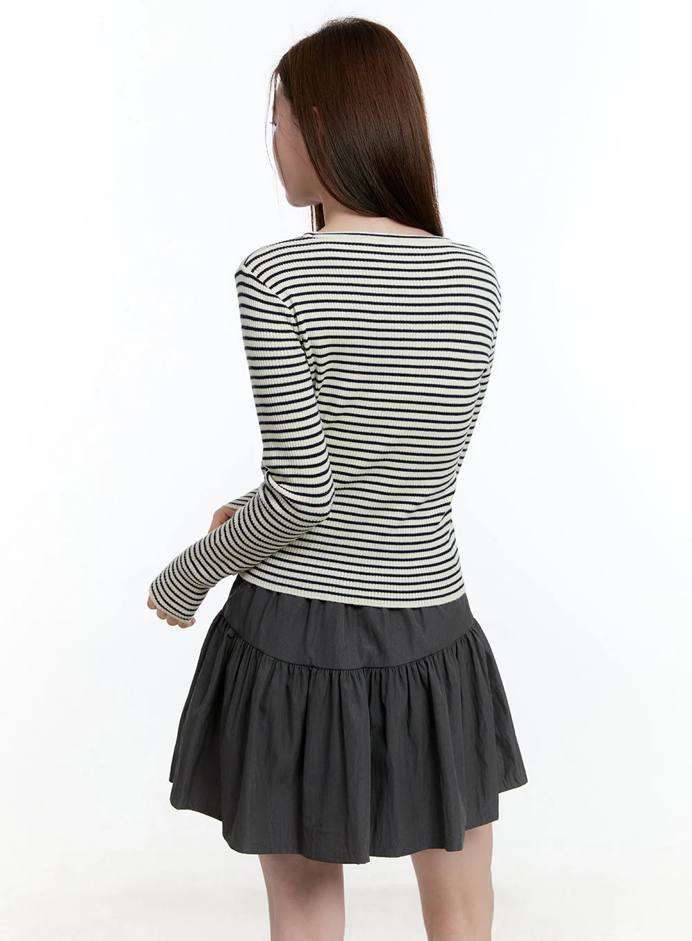 Striped Slim-Fit Long Sleeve Top CM521 - Image 4