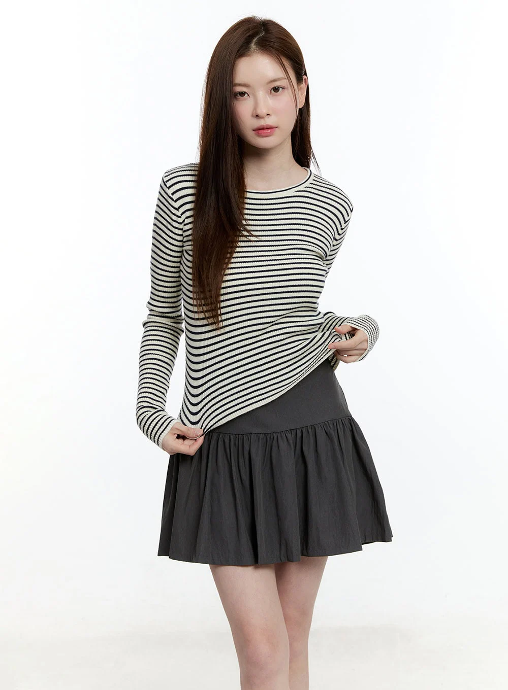 Striped Slim-Fit Long Sleeve Top CM521 - Image 8