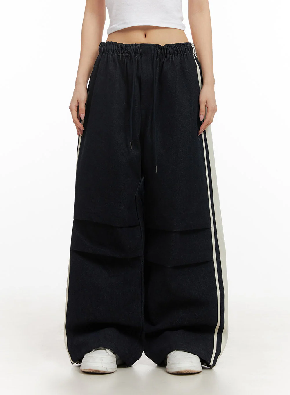 Striped Trackpants with Adjustable Waist IJ503 - Image 2