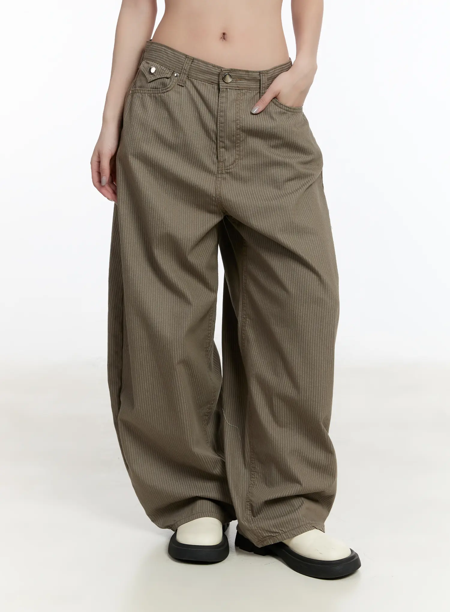 Striped Wide Leg Cotton Trousers CM511 - Image 10