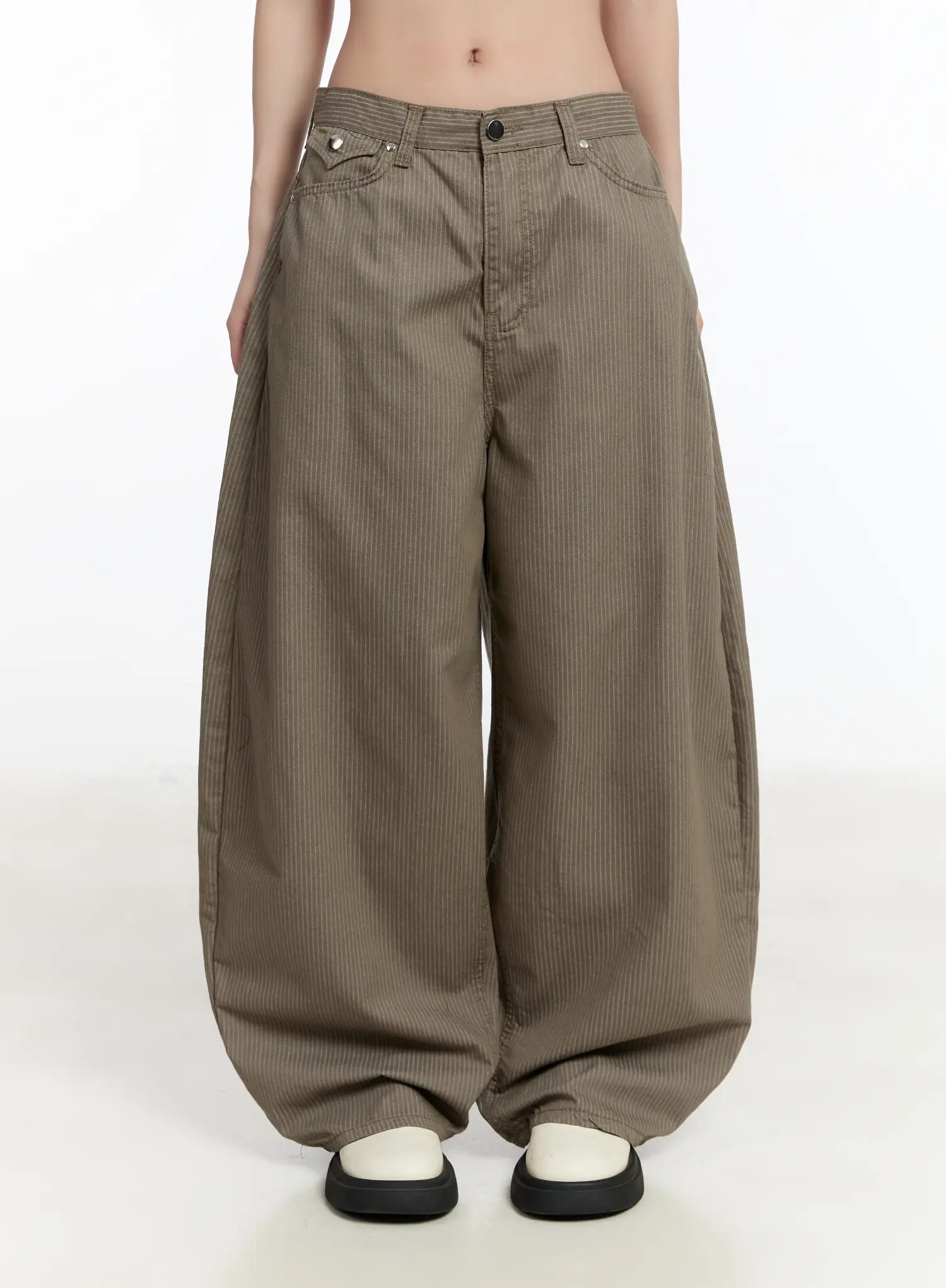 Striped Wide Leg Cotton Trousers CM511 - Image 3