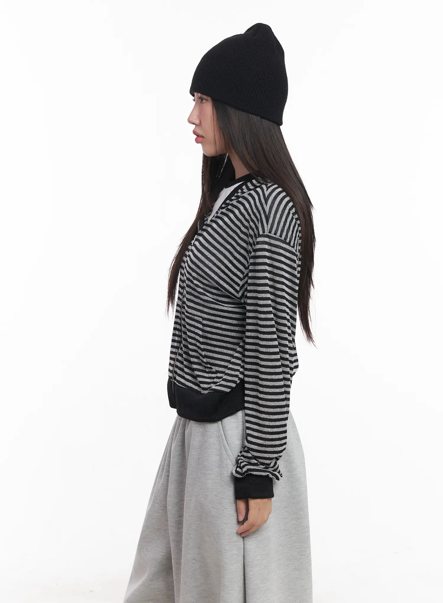 Striped Zip-Up Hoodie CU517 - Image 6