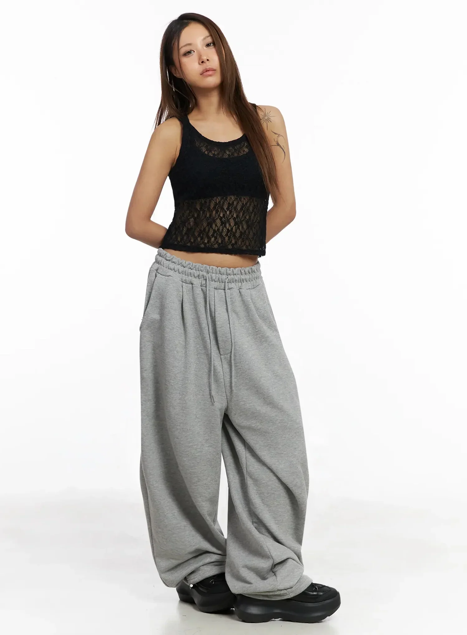 Studded Cross Baggy Sweatpants IY501 - Image 6