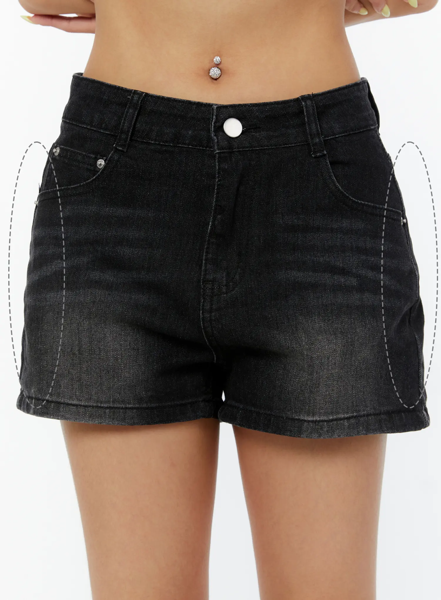 Studded Hip-Pad Denim Shorts CY520 - Image 3