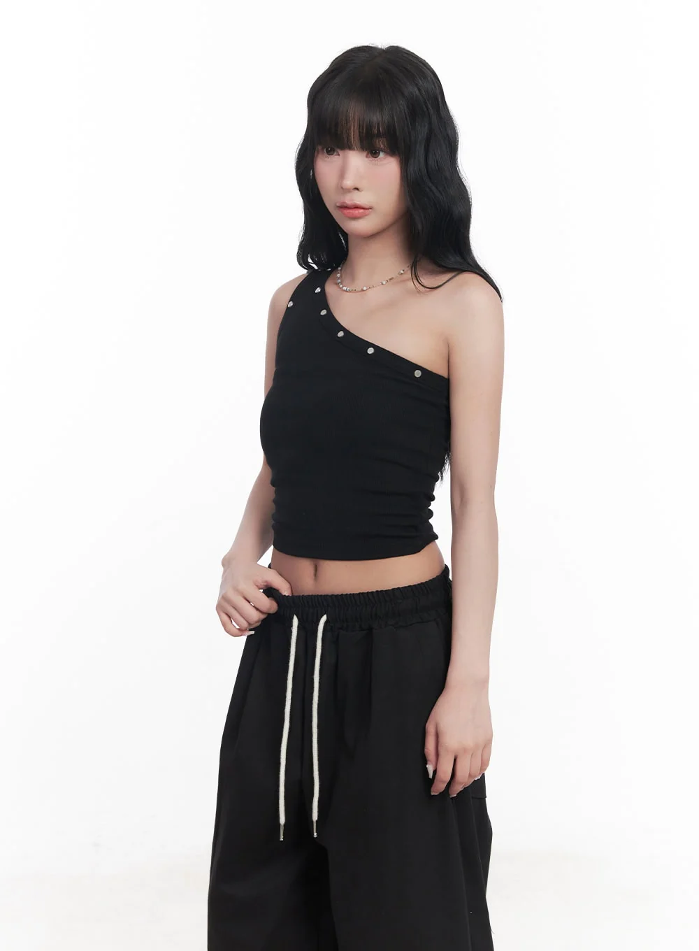 Studded One-Shoulder Crop Tank Top CY527 - Image 4