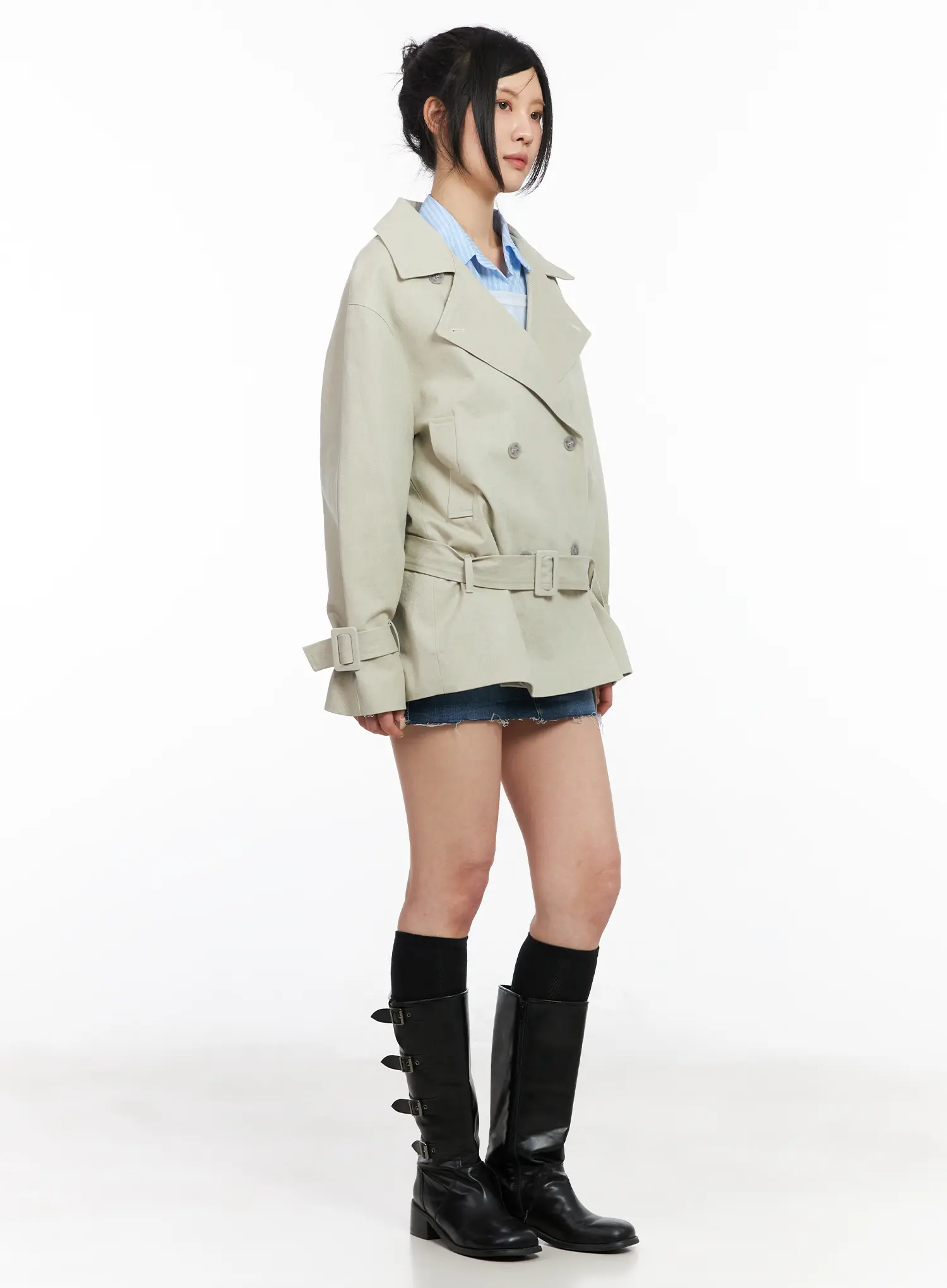 Stylish Belted Trench Coat CM516 - Image 10