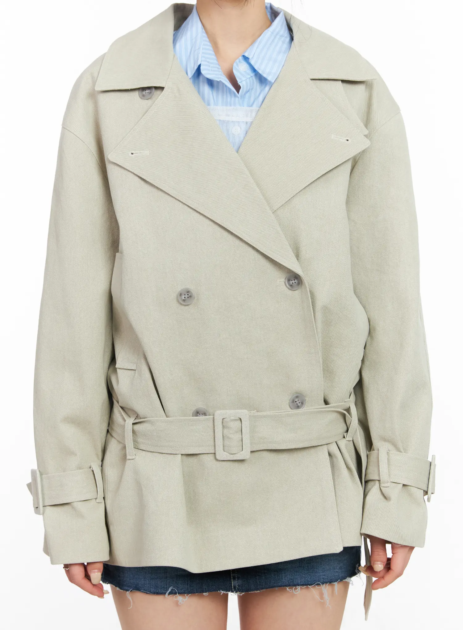 Stylish Belted Trench Coat CM516 - Image 7