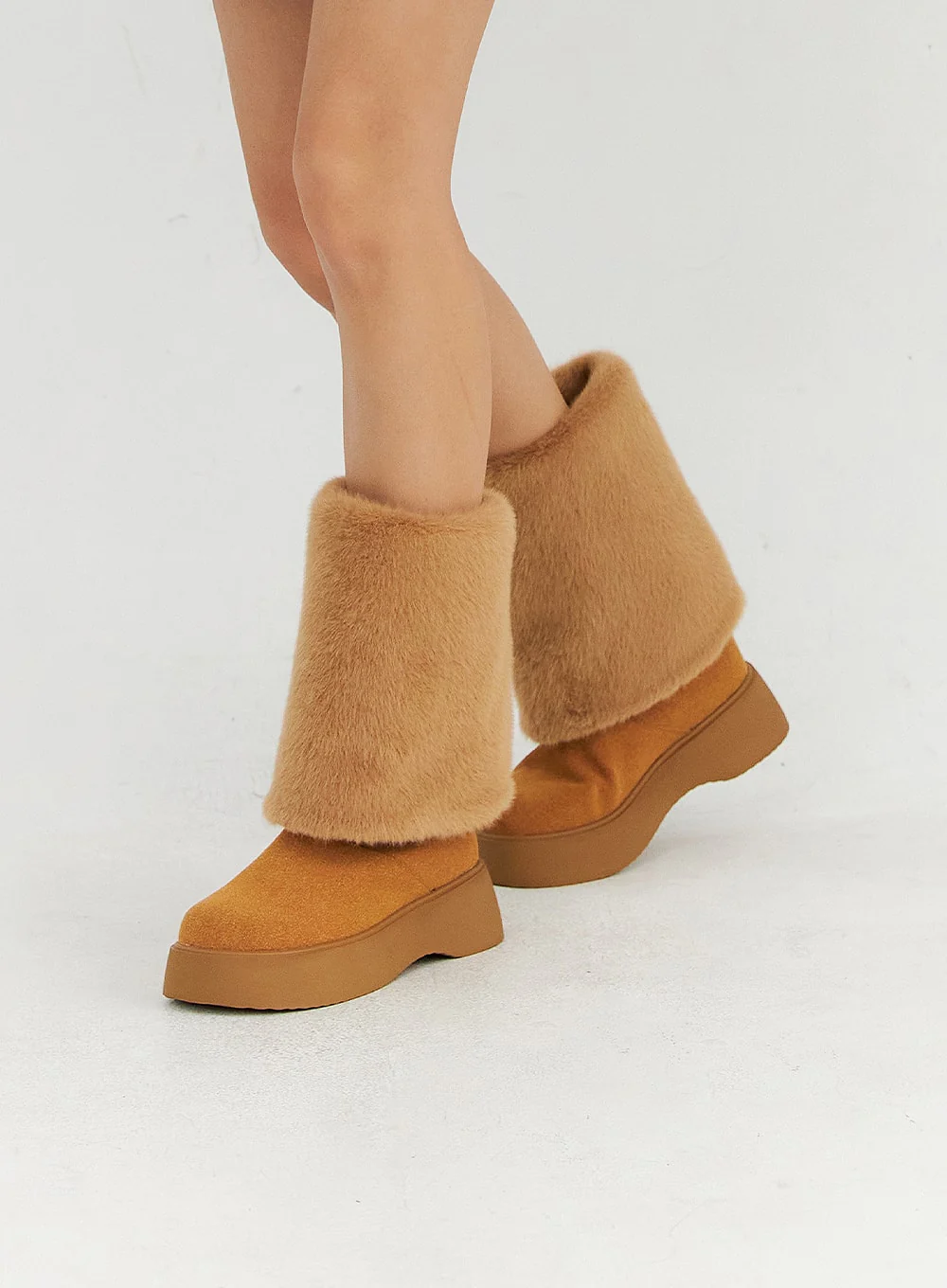 Suede Faux Fur Midi Boots CN315 - Image 5