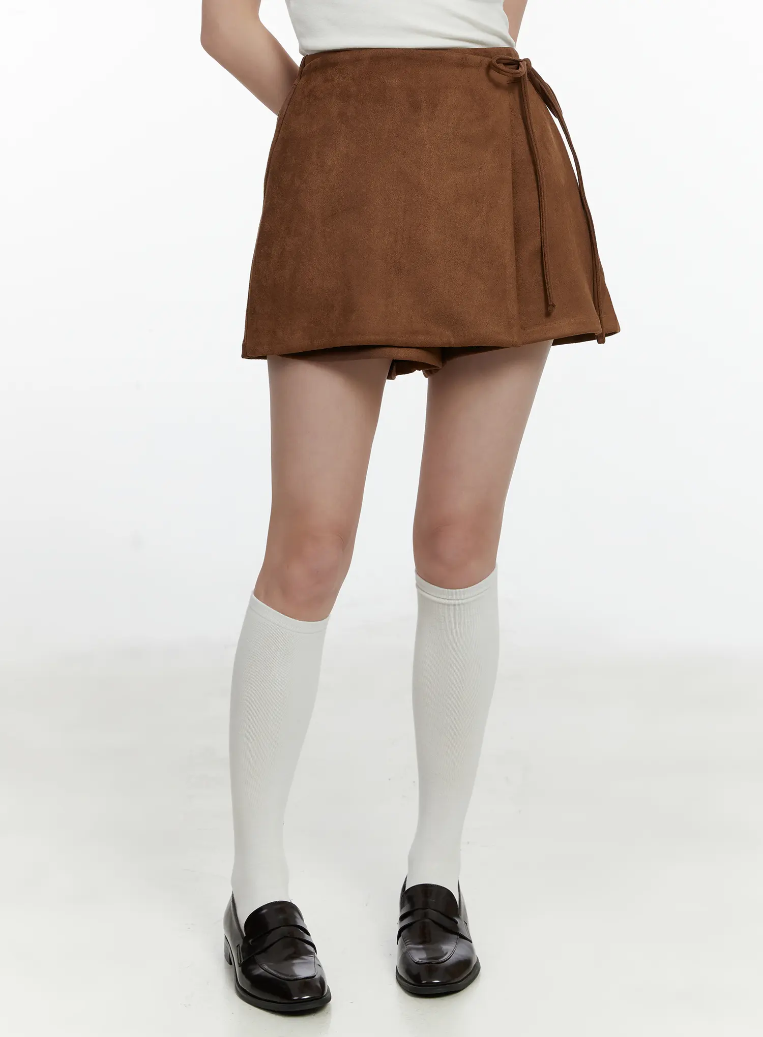 Suede Wrap Mini Skort F502