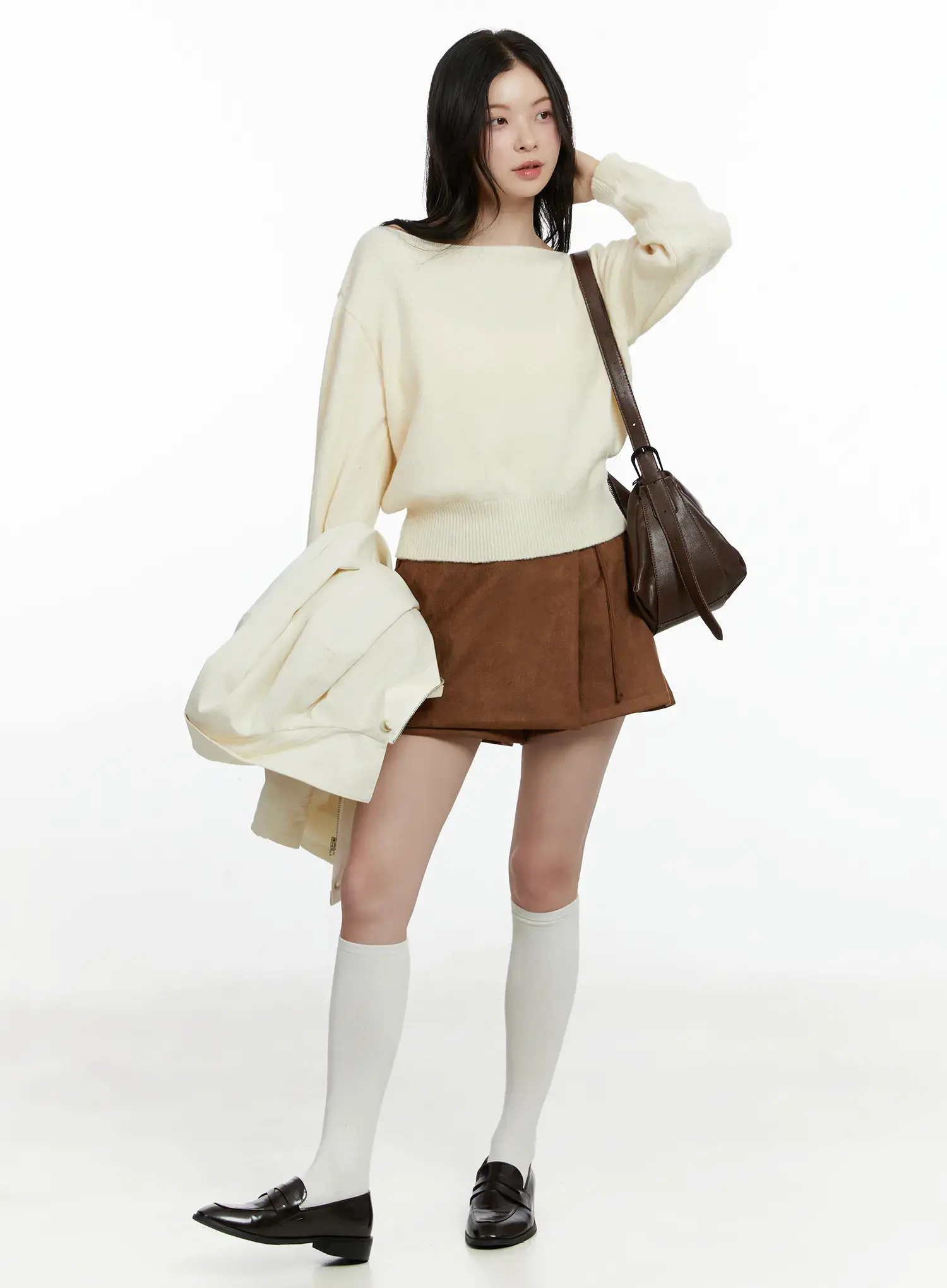Suede Wrap Mini Skort F502 - Image 2