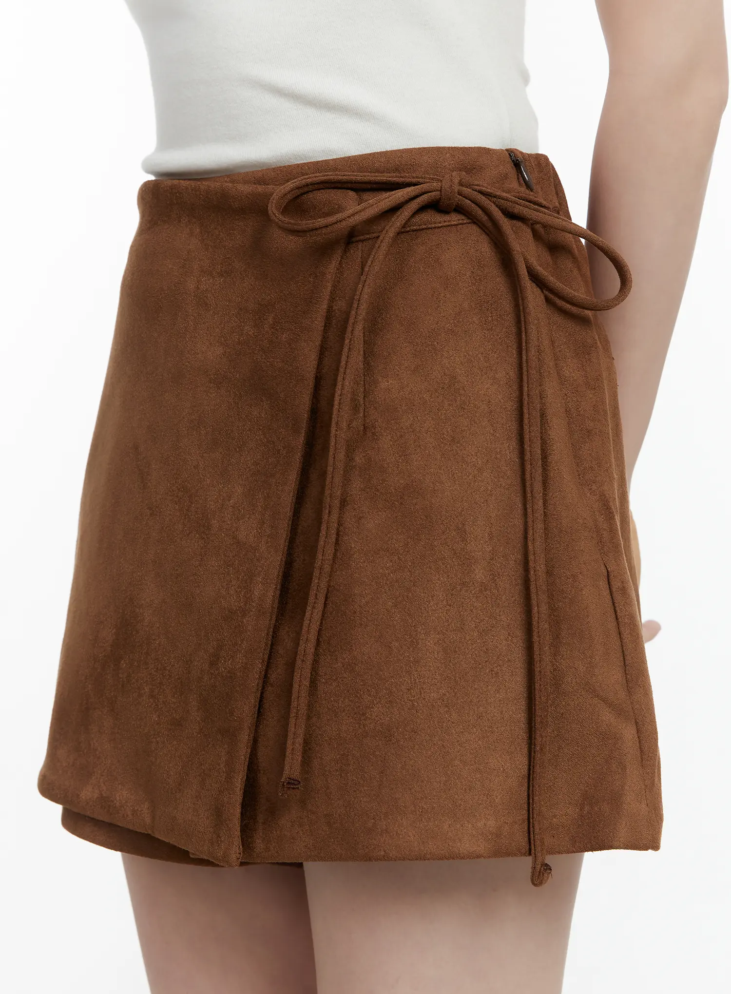 Suede Wrap Mini Skort F502 - Image 3