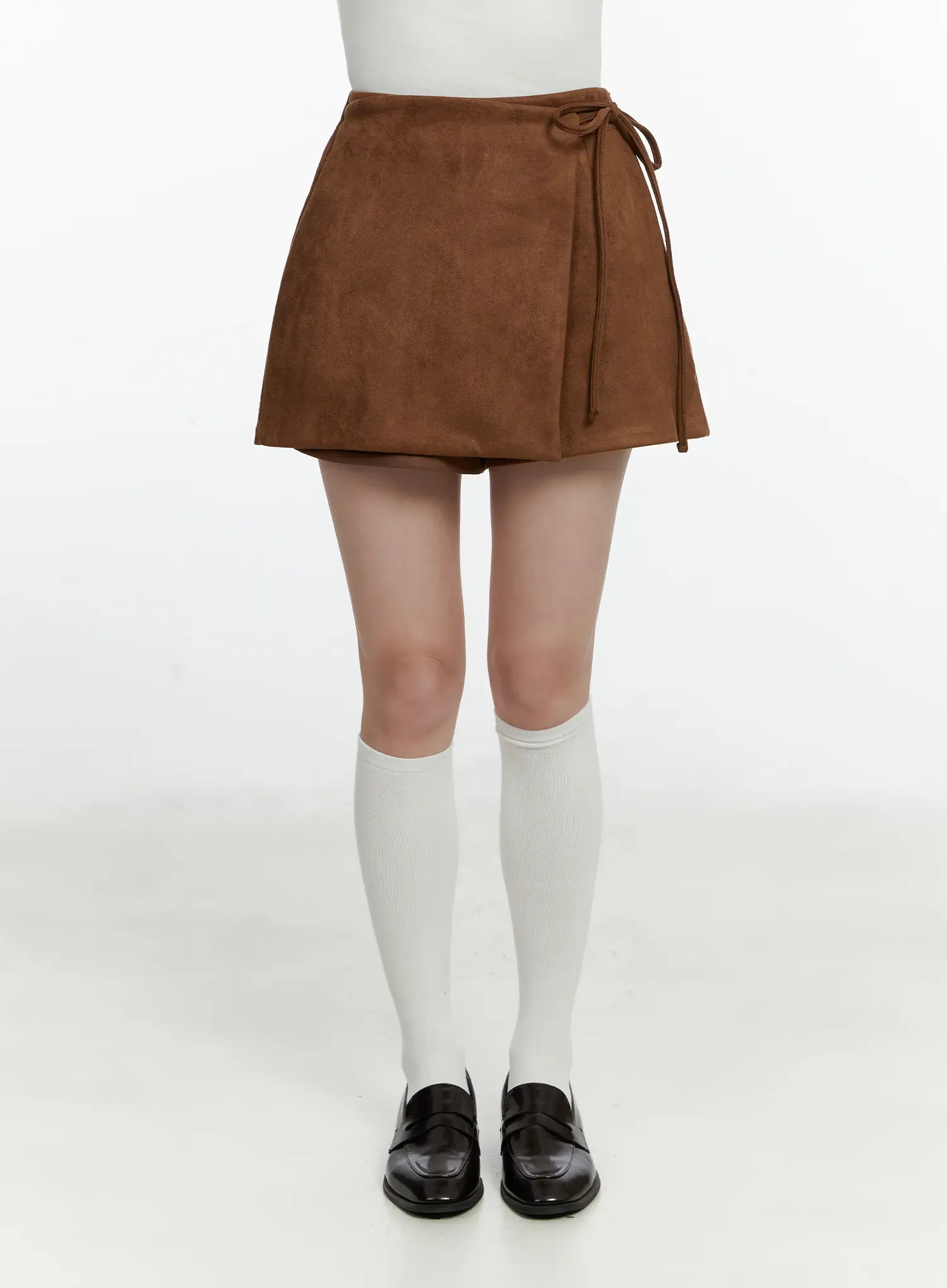 Suede Wrap Mini Skort F502 - Image 9