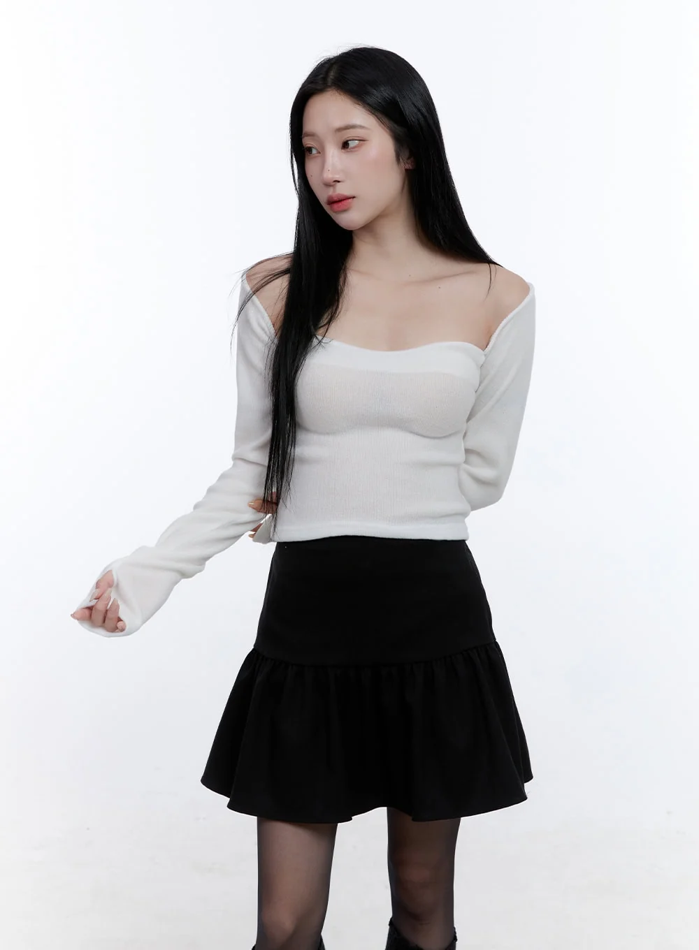 Sweetheart Neck Long Sleeve Top CD419 - Image 7
