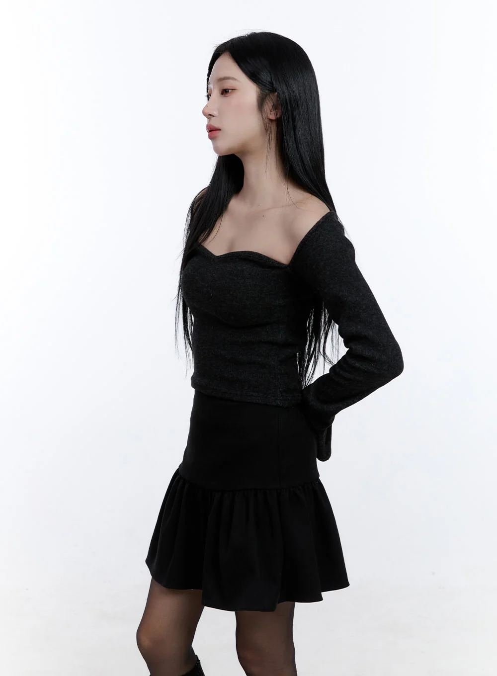 Sweetheart Neck Long Sleeve Top CD419 - Image 9