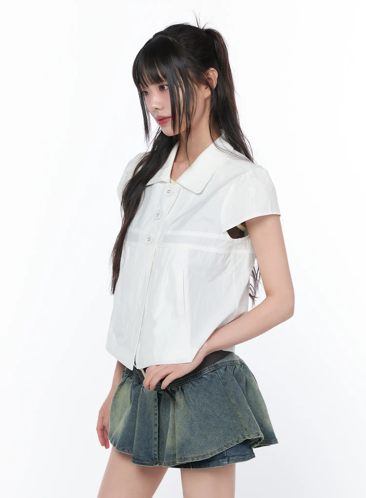 Tailored Button-Up Short Sleeve Shirt CA528 - Image 8