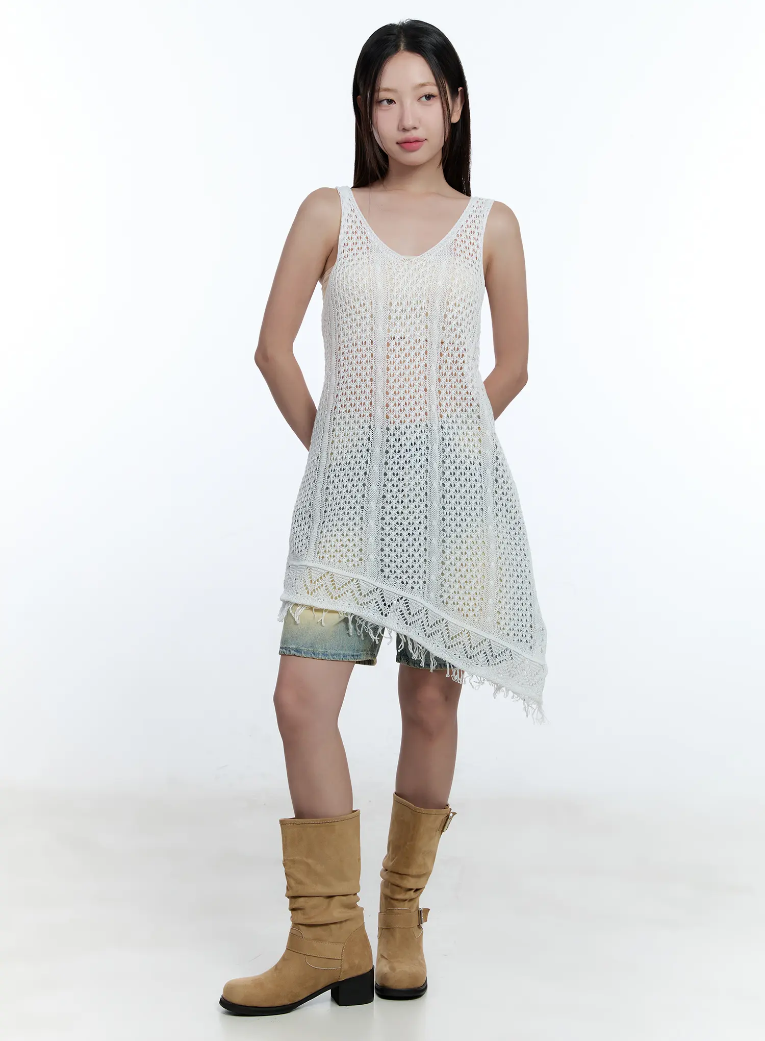 Tassel Asymmetric Midi Dress CU527 - Image 3