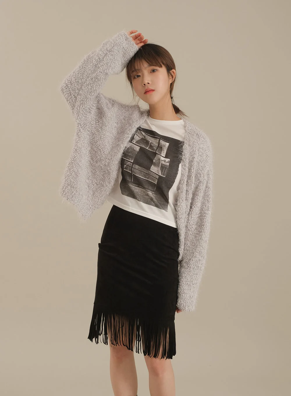Tassel Hem Knee Length Skirt - Image 11