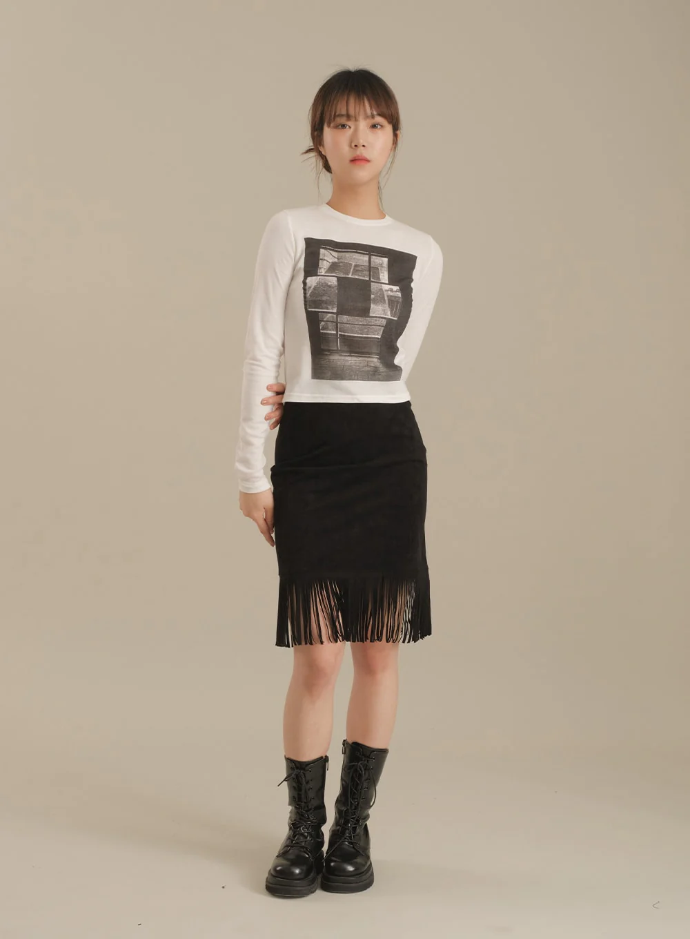 Tassel Hem Knee Length Skirt - Image 15