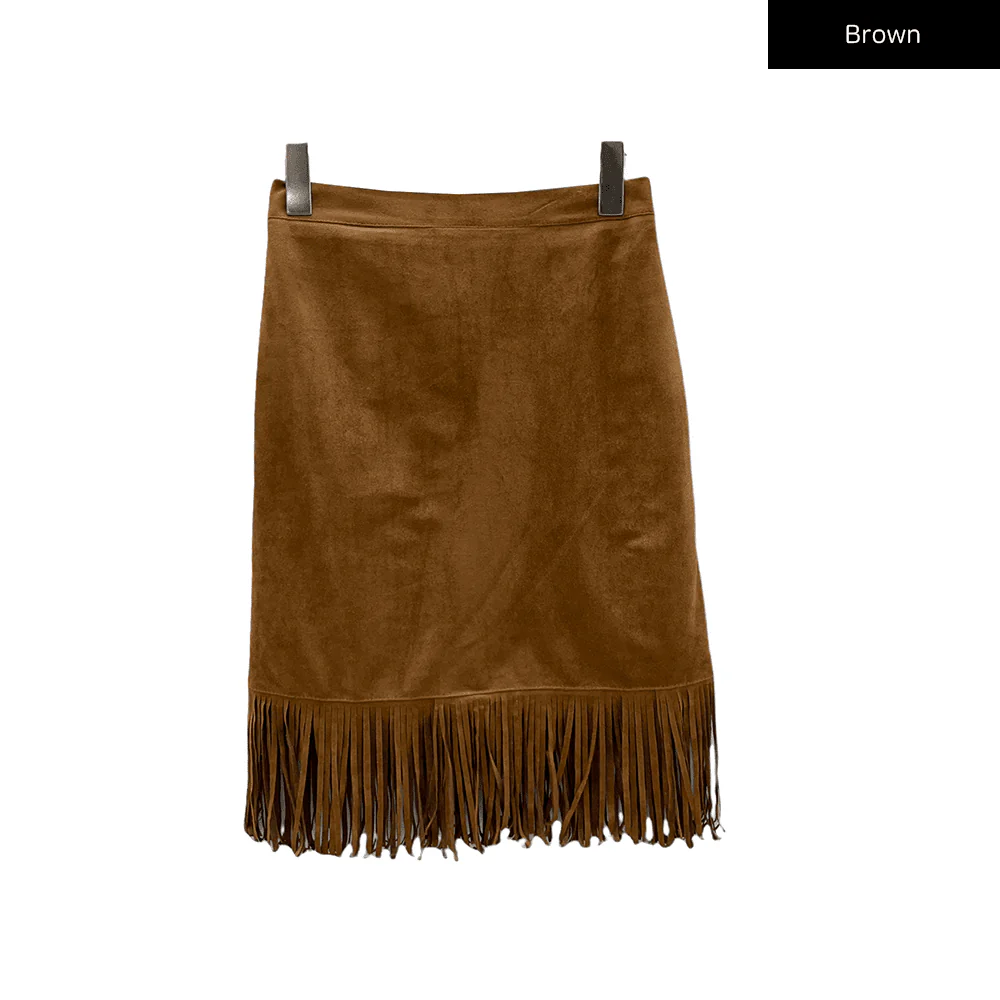 Tassel Hem Knee Length Skirt - Image 16