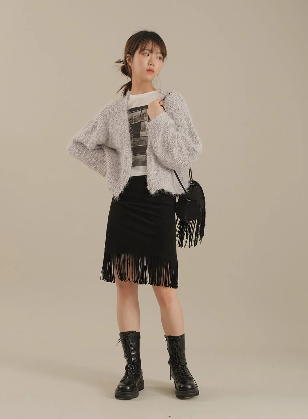Tassel Hem Knee Length Skirt - Image 4