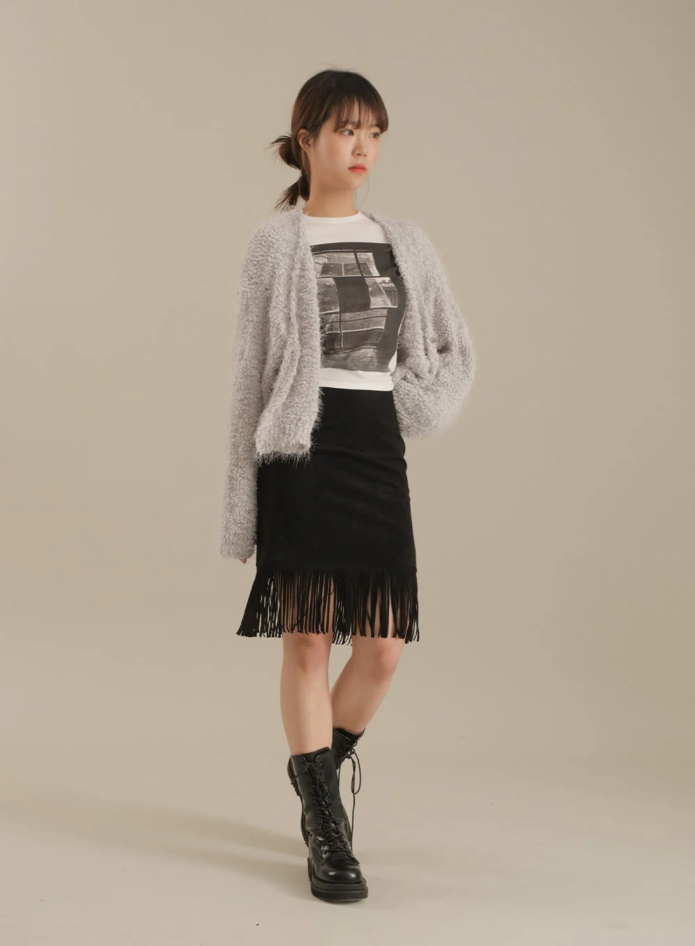 Tassel Hem Knee Length Skirt - Image 9