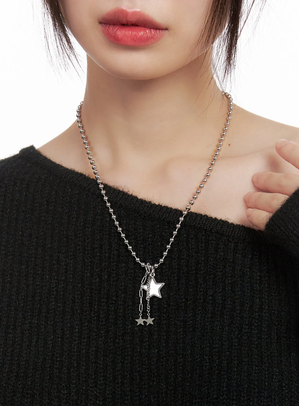 Three-Star Chain Necklace CJ502 - Image 2
