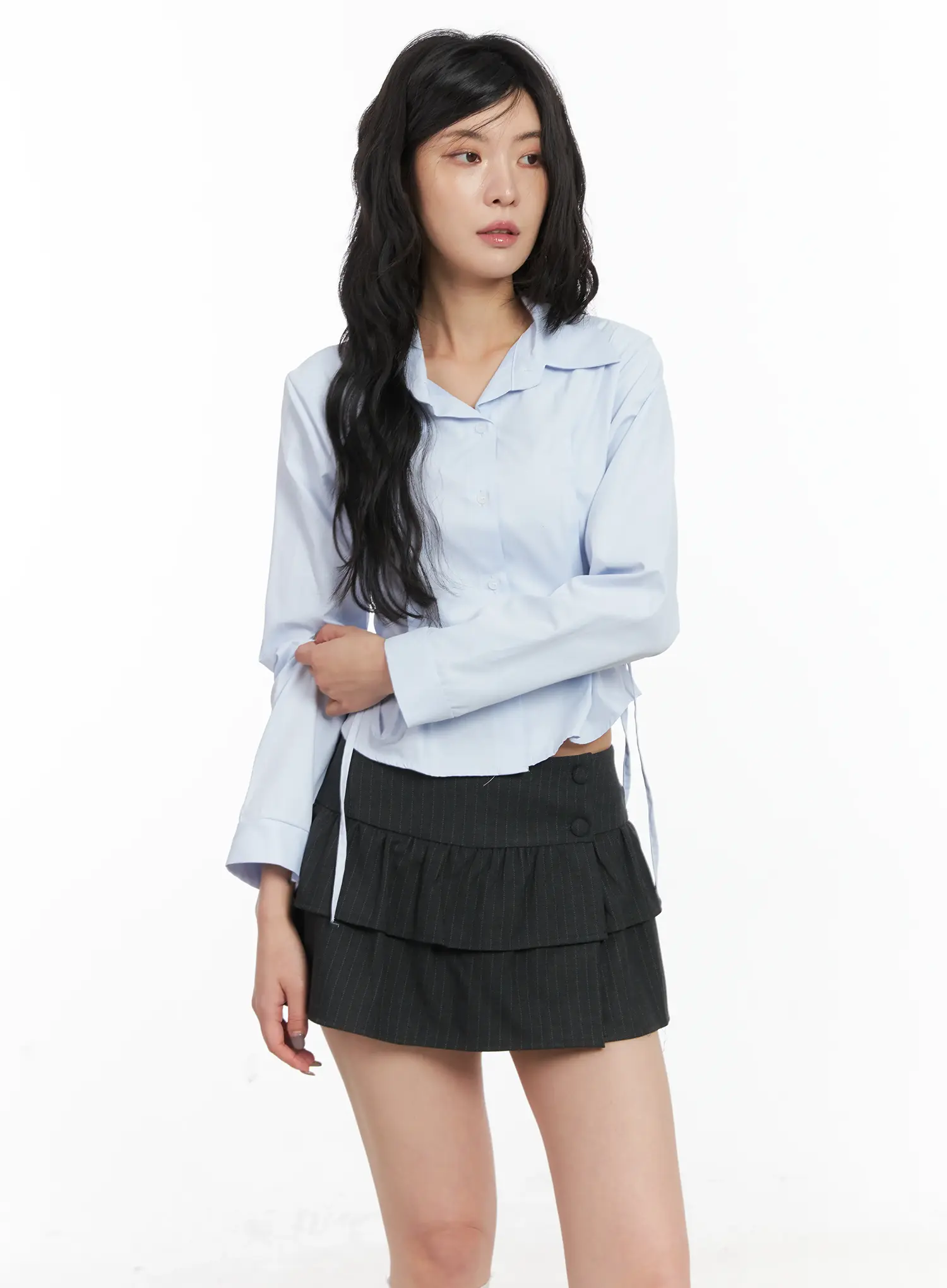 Tie Detail Long Sleeve Shirt CD502