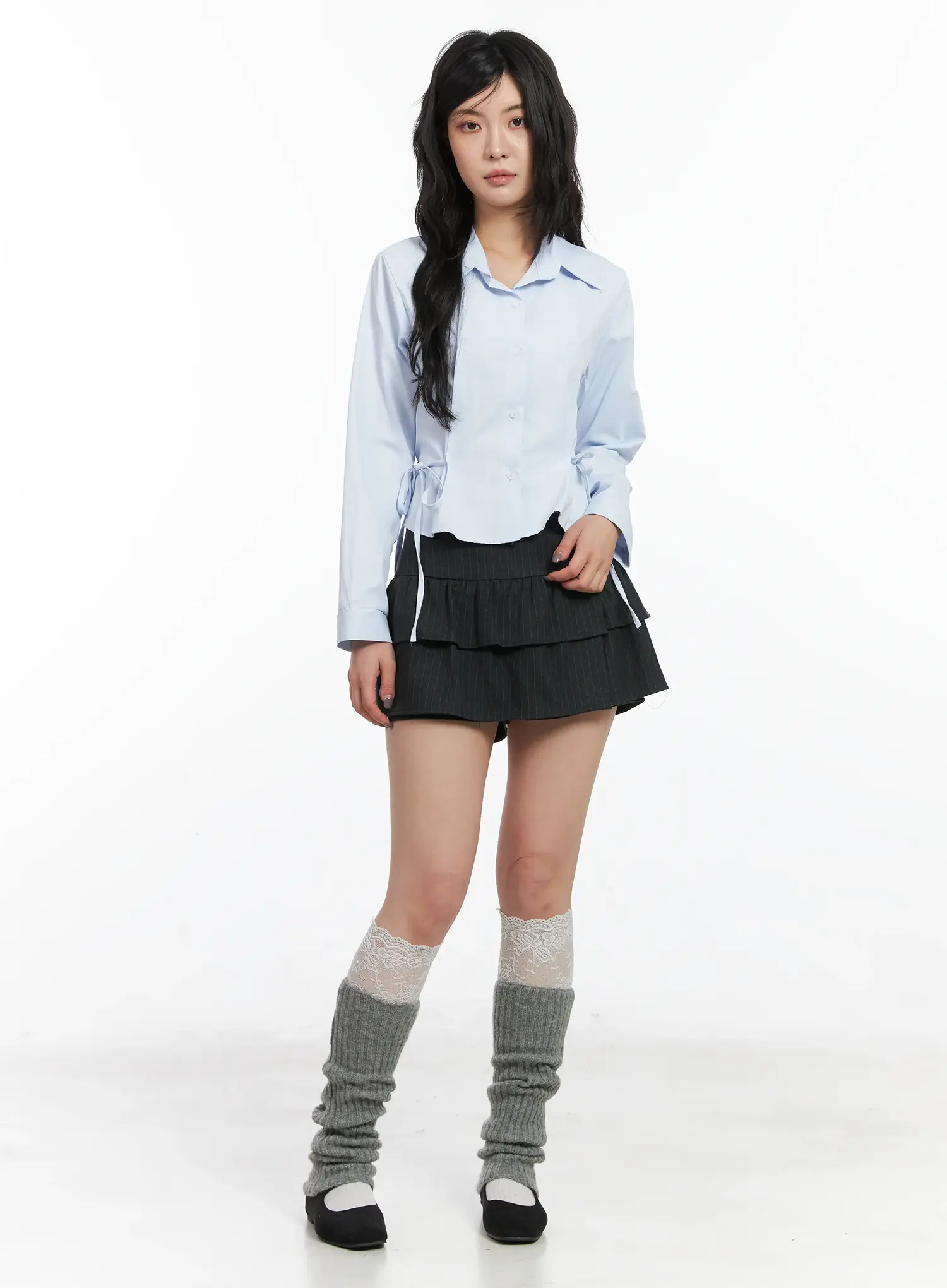 Tie Detail Long Sleeve Shirt CD502 - Image 2