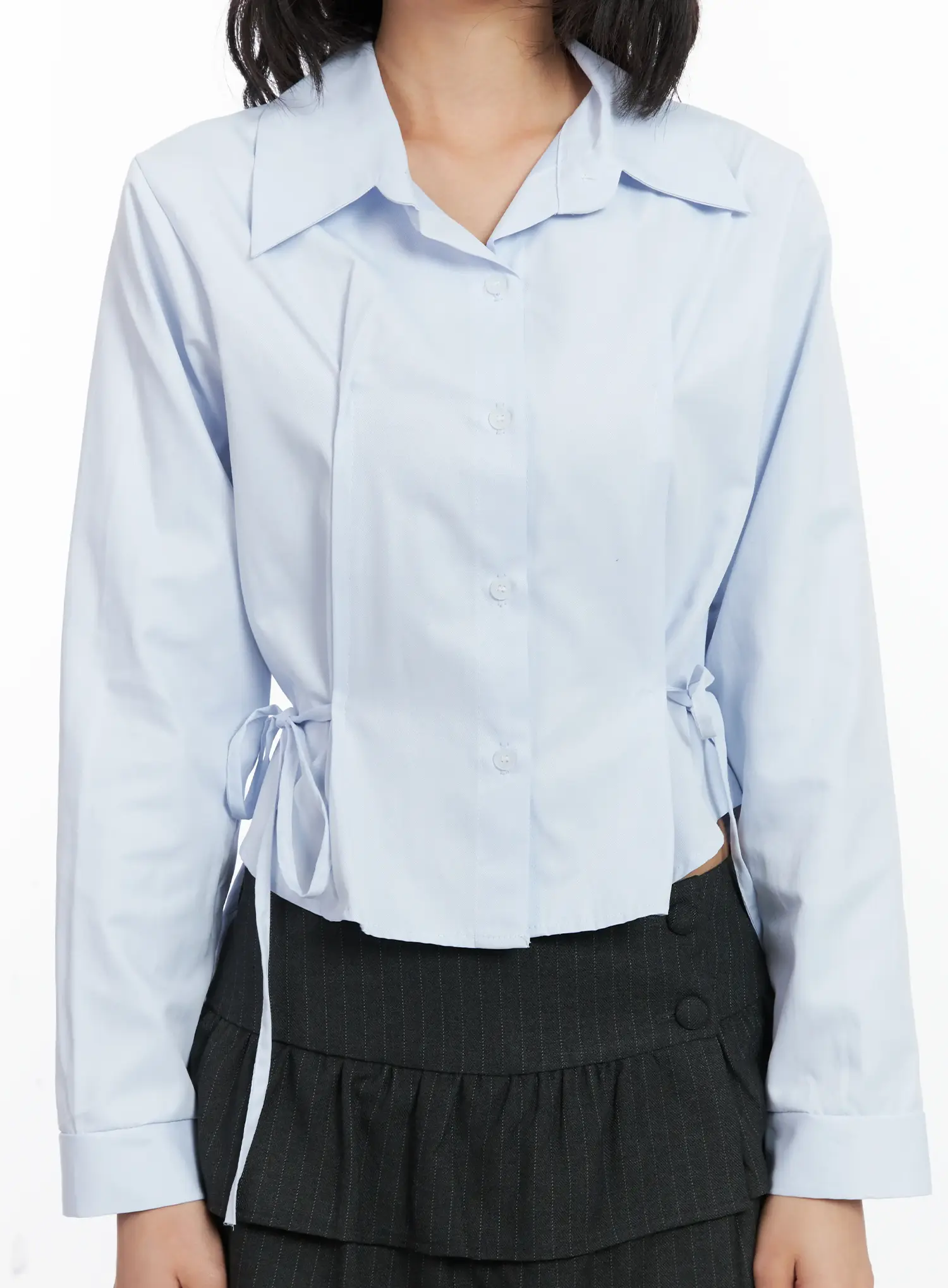 Tie Detail Long Sleeve Shirt CD502 - Image 3
