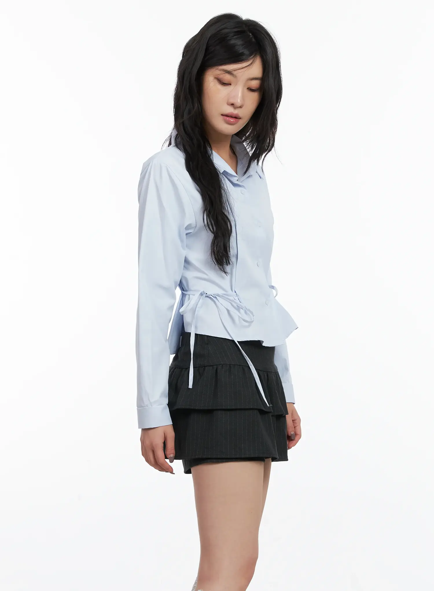 Tie Detail Long Sleeve Shirt CD502 - Image 6