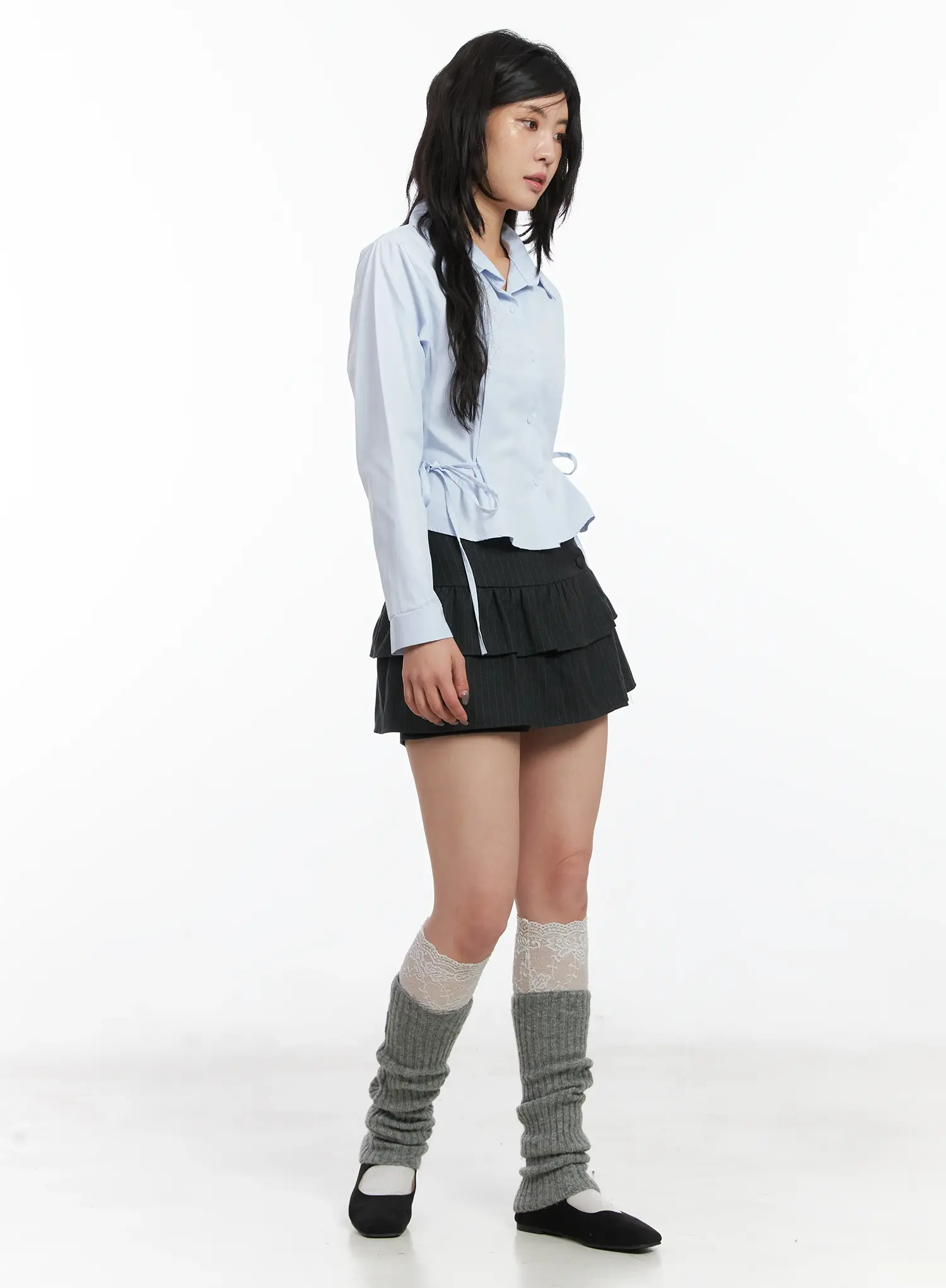 Tie Detail Long Sleeve Shirt CD502 - Image 7