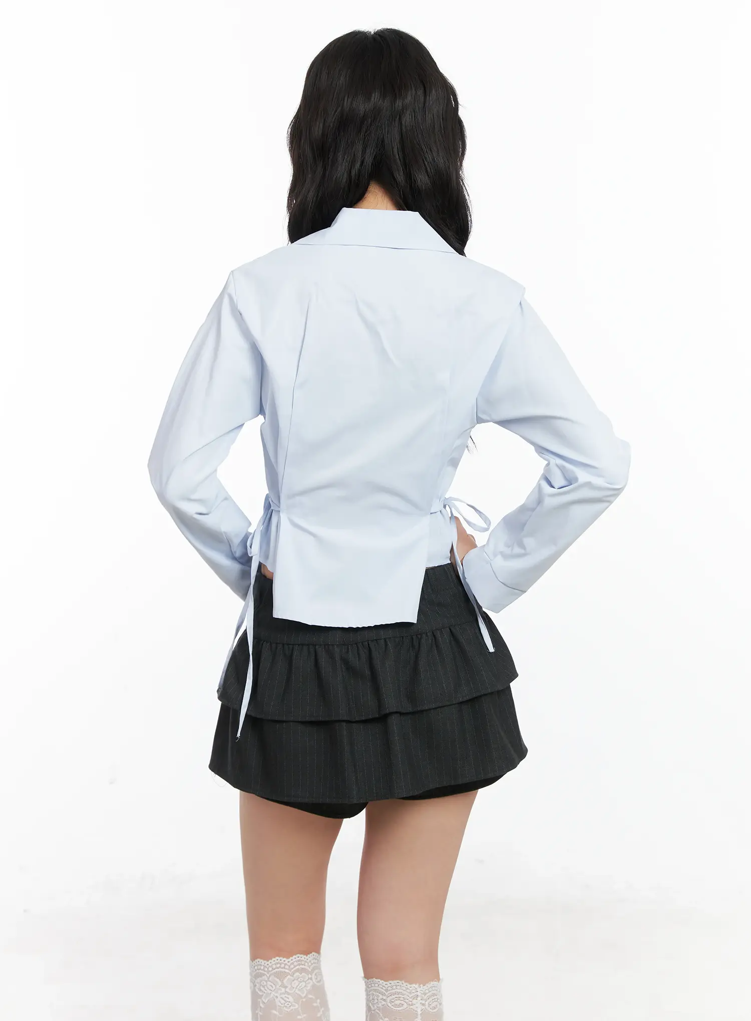 Tie Detail Long Sleeve Shirt CD502 - Image 8