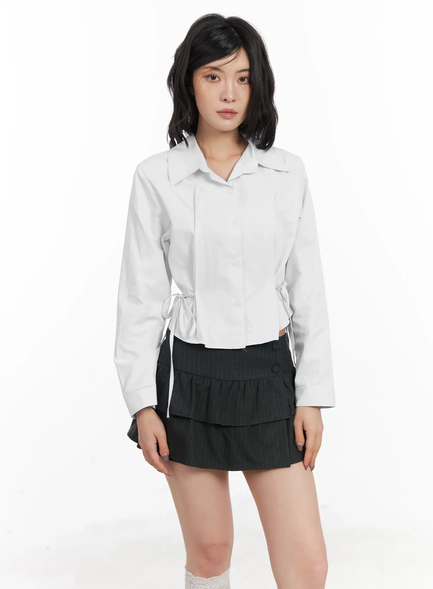 Tie Detail Long Sleeve Shirt CD502 - Image 9
