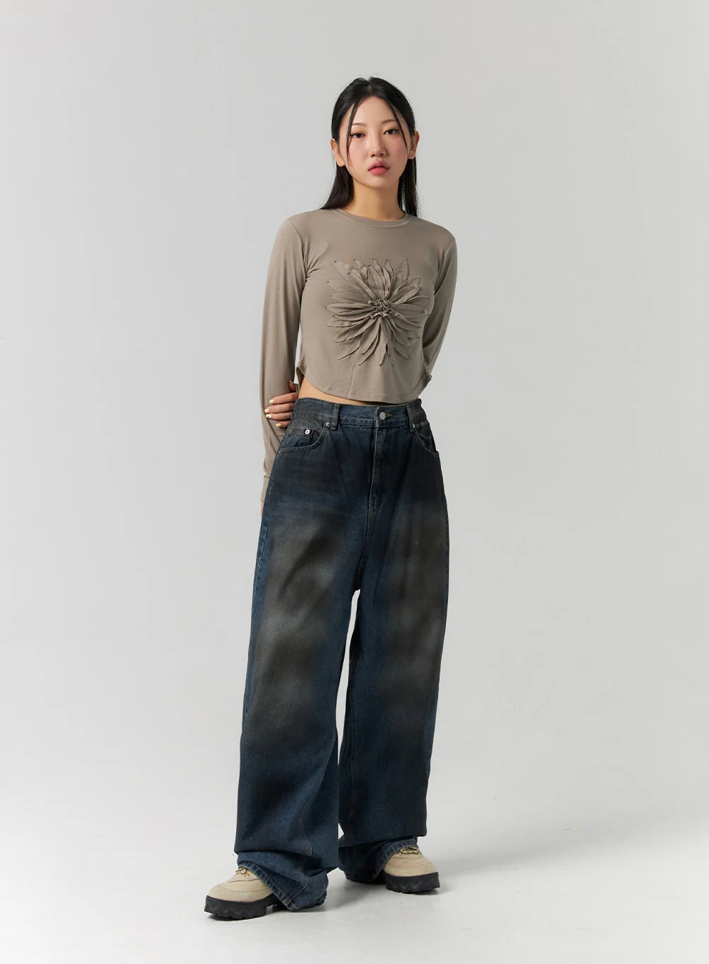 Tie-Dye Washed Wide Leg Jeans CS320 - Image 8