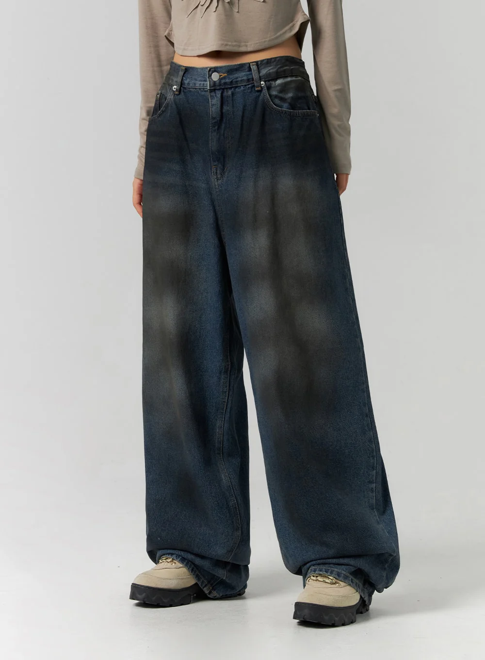 Tie-Dye Washed Wide Leg Jeans CS320 - Image 9