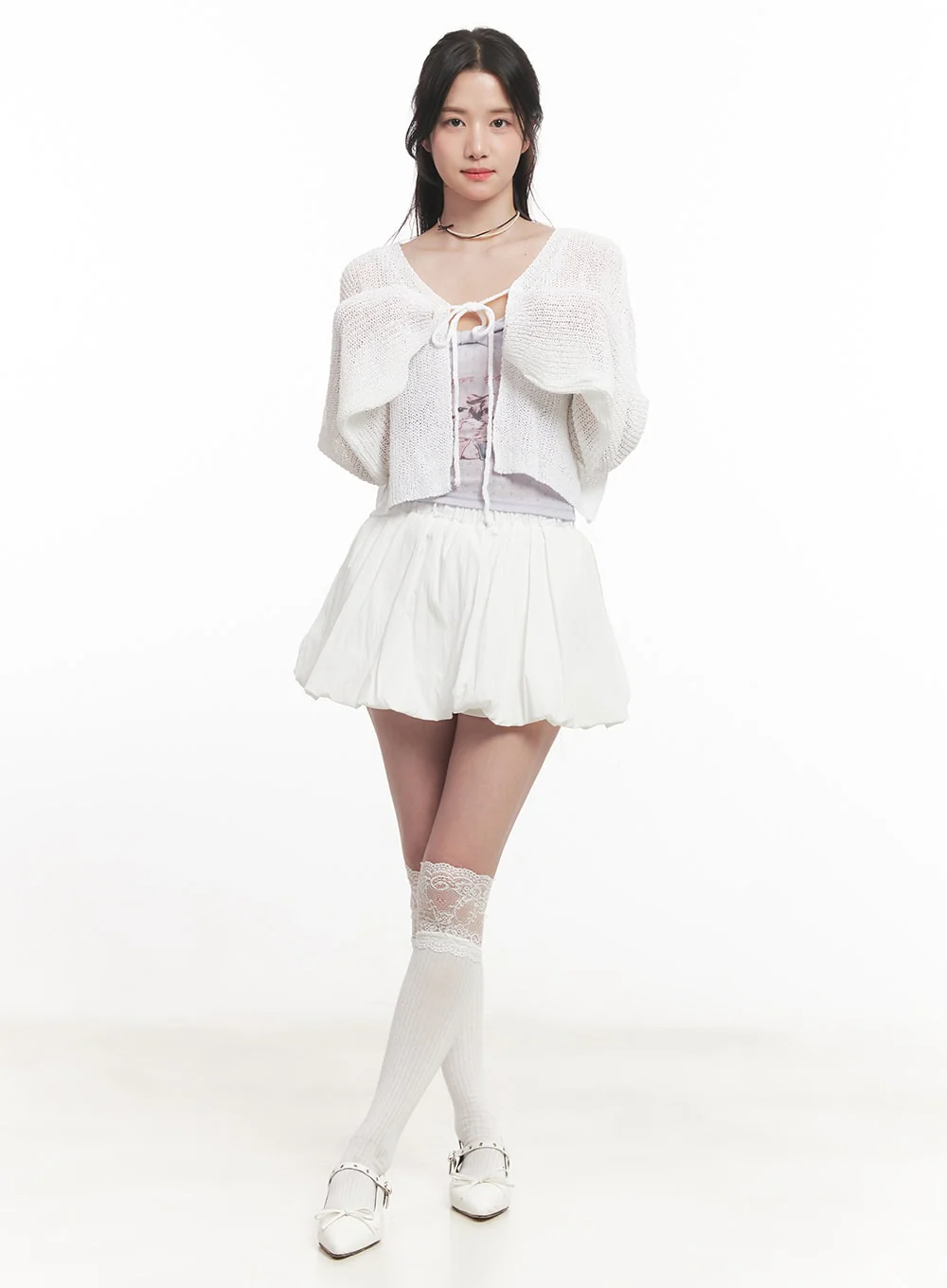 Tie-Up Cropped Cardigan CA510 - Image 2