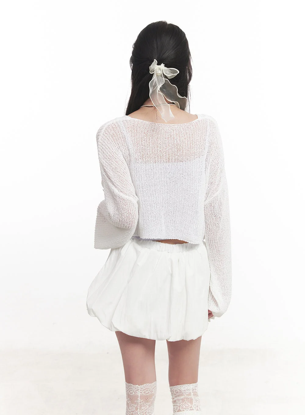 Tie-Up Cropped Cardigan CA510 - Image 7