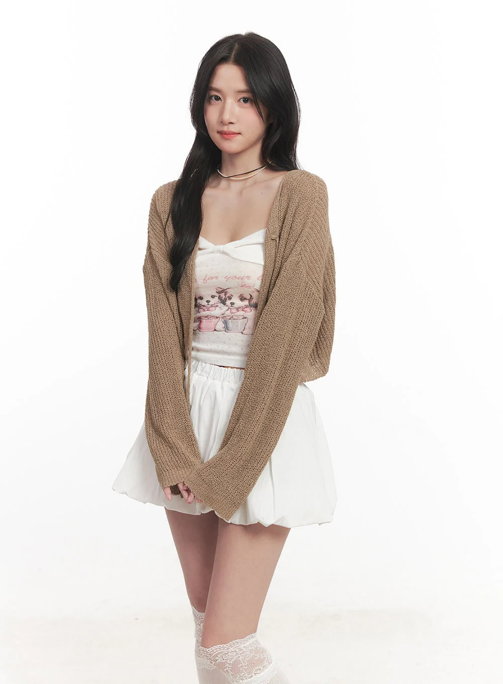 Tie-Up Cropped Cardigan CA510 - Image 9