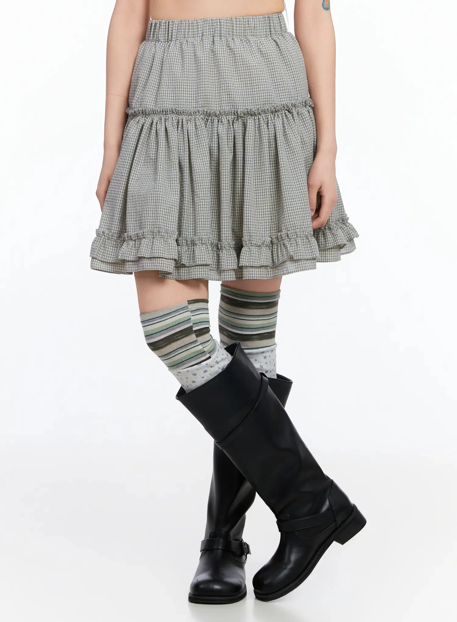 Tiered Plaid Frill Midi Skirt IA523 - Image 5