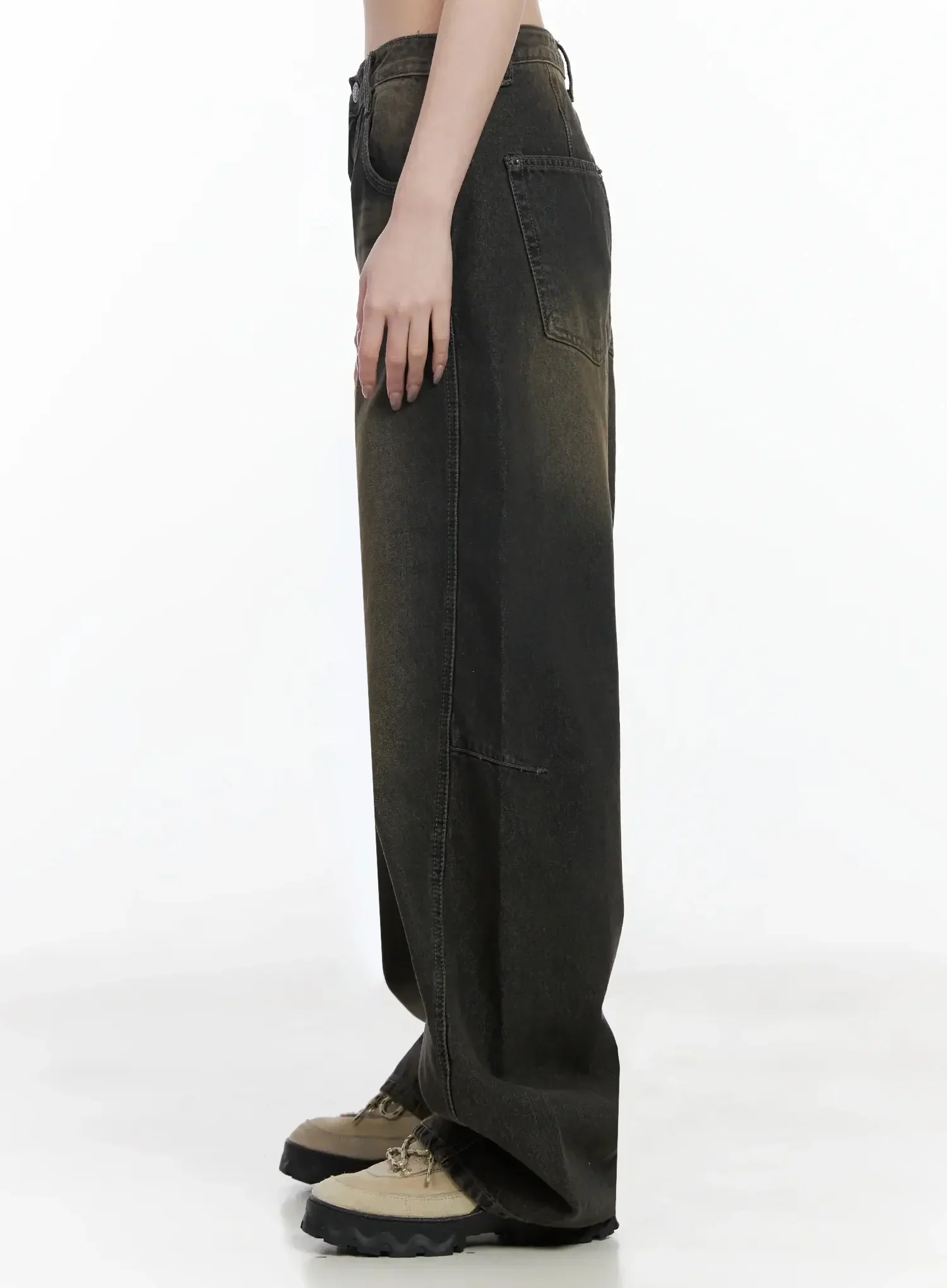 Tracey Vintage Black Washed Wide Leg Jeans IJ528 - Image 12