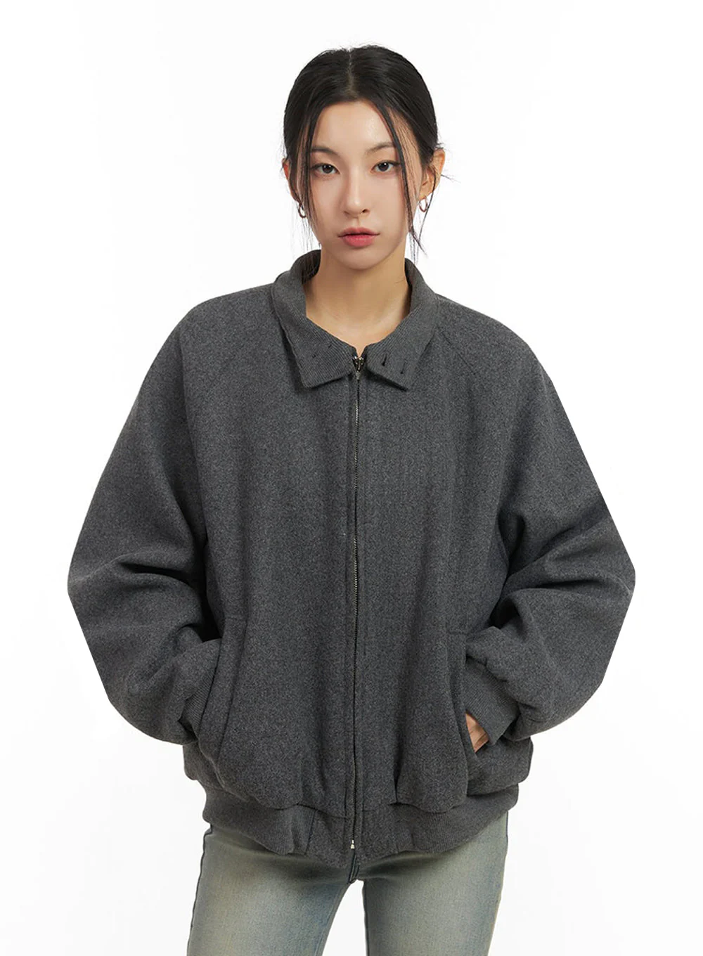 Trendy Oversized Zip-Up Jacket IJ503 - Image 11