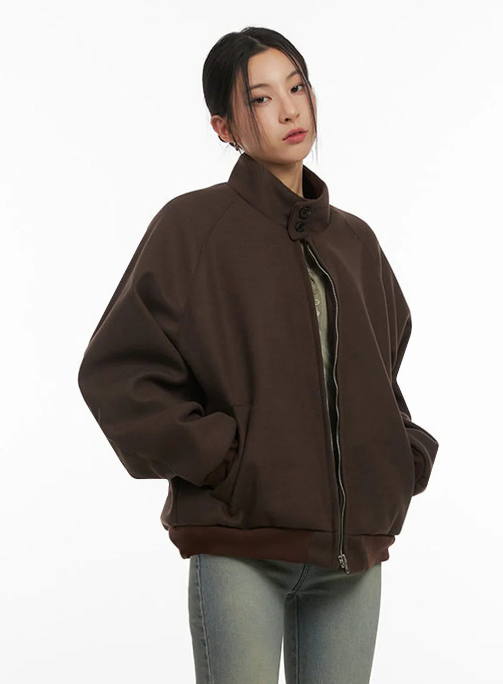 Trendy Oversized Zip-Up Jacket IJ503 - Image 4