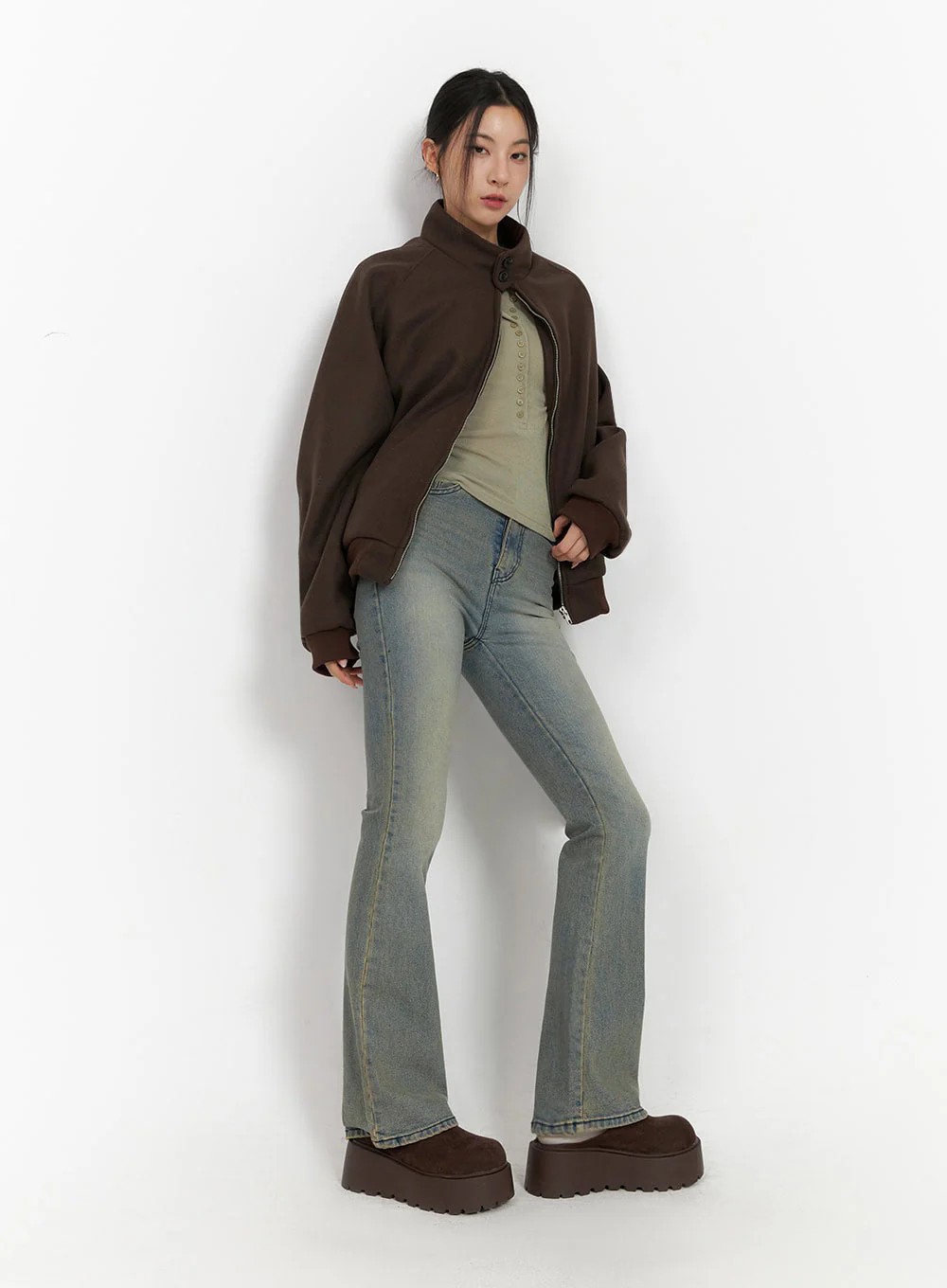 Trendy Oversized Zip-Up Jacket IJ503 - Image 9