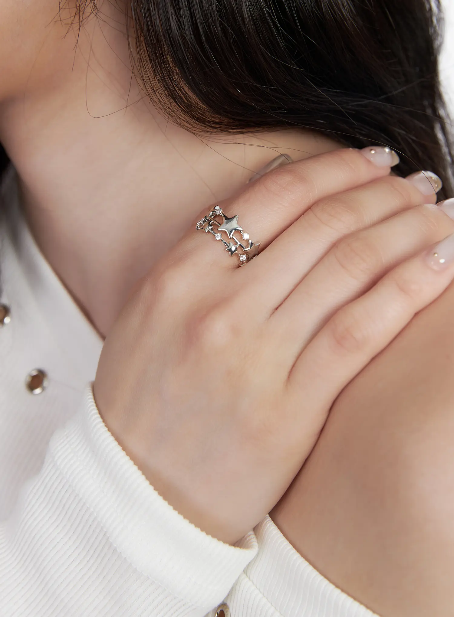 Triple Row Star Ring CF525 - Image 4