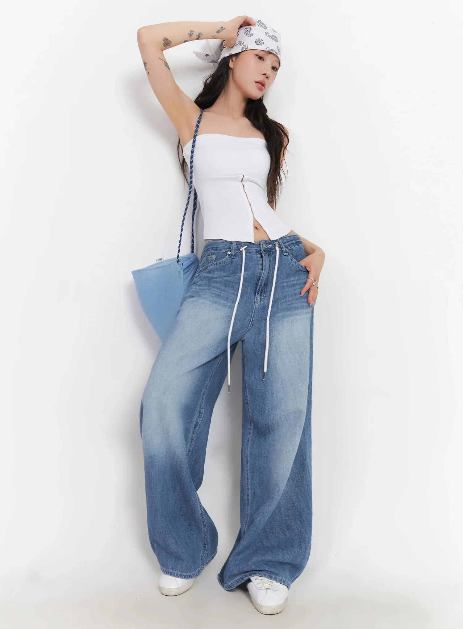 Tsuki Baggy Drawstring Denim Jeans IC503 - Image 7